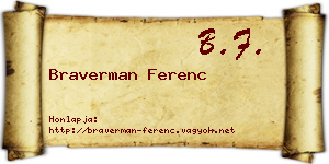 Braverman Ferenc névjegykártya